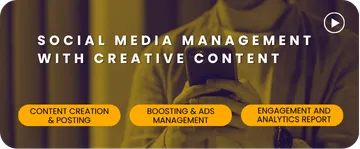 Play video: Social Media Management With Creative Content. Includes Content creation & posting, Boosting & ads management, Engagement and analytics report.