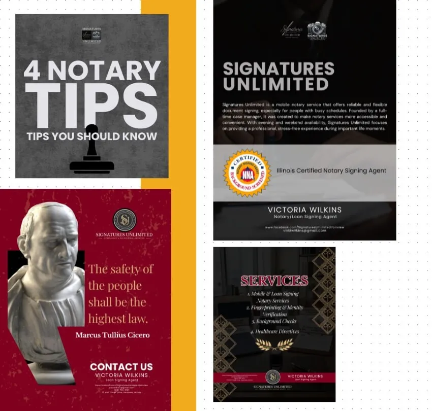 Social media posts Pillars made for Signatures Unlimited