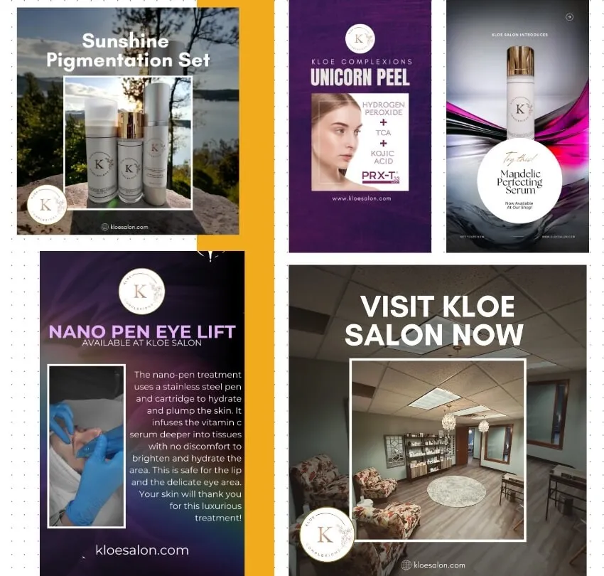 Social media posts Pillars made for Kloe Salon