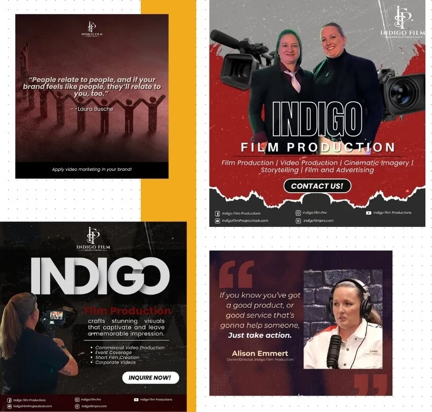 Social media posts Pillars made for Indigo Film Productions